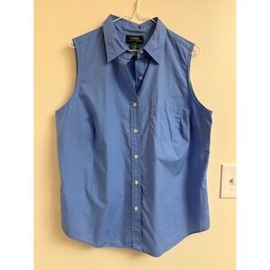 Lauren Ralph Lauren Sleeveless Polo Blouse 1X Light Blue Cotton EUC